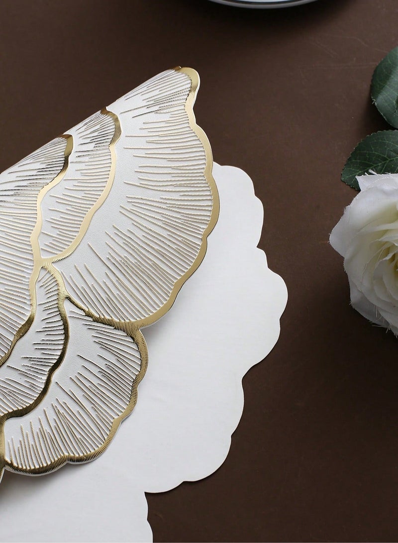 2 PC Golden Creative Flower Design PVC Placemat, Washable, Easy To Clean, Wipeable, Non-Slip, Heat Resistant, For Holiday Wedding Festival Dining Table Decoration - Image 3